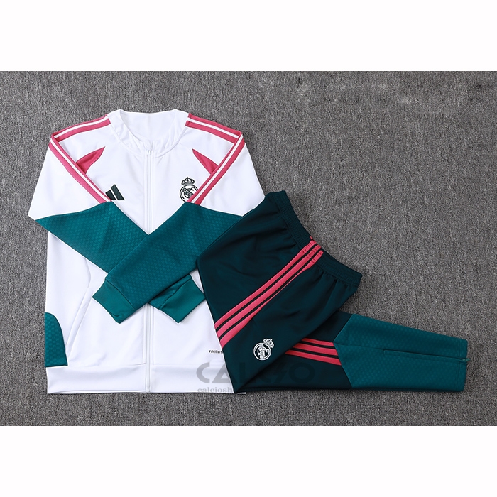 Tuta da Track di Giacca Real Madrid Bambino 2026-2027 Bianco Rosso